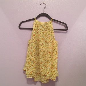ZARA Basic floral yellow tank top